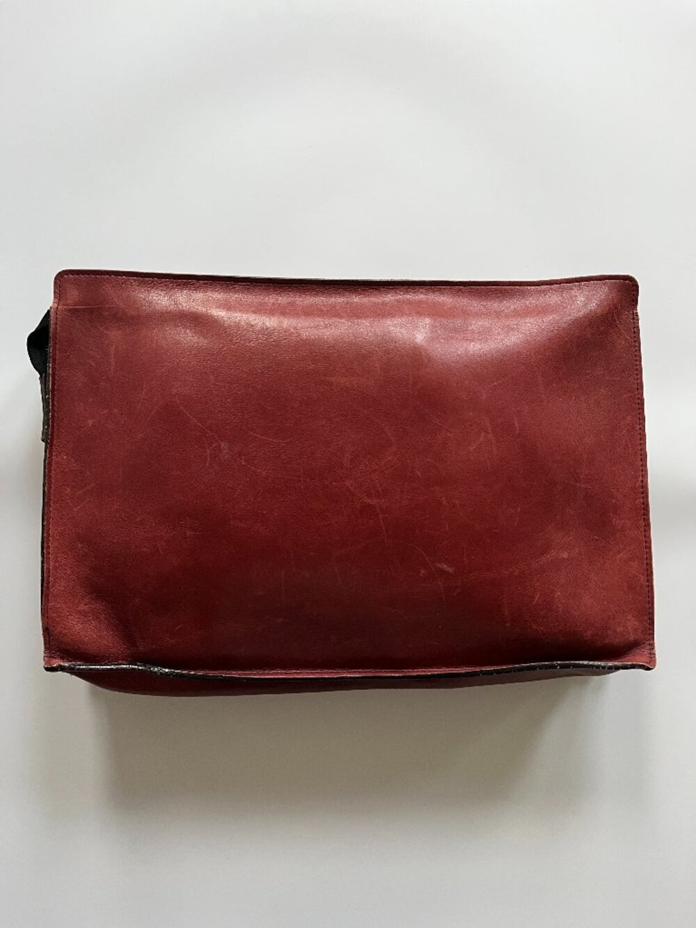 Vintage Red Leather Briefcase / Bag with zipper